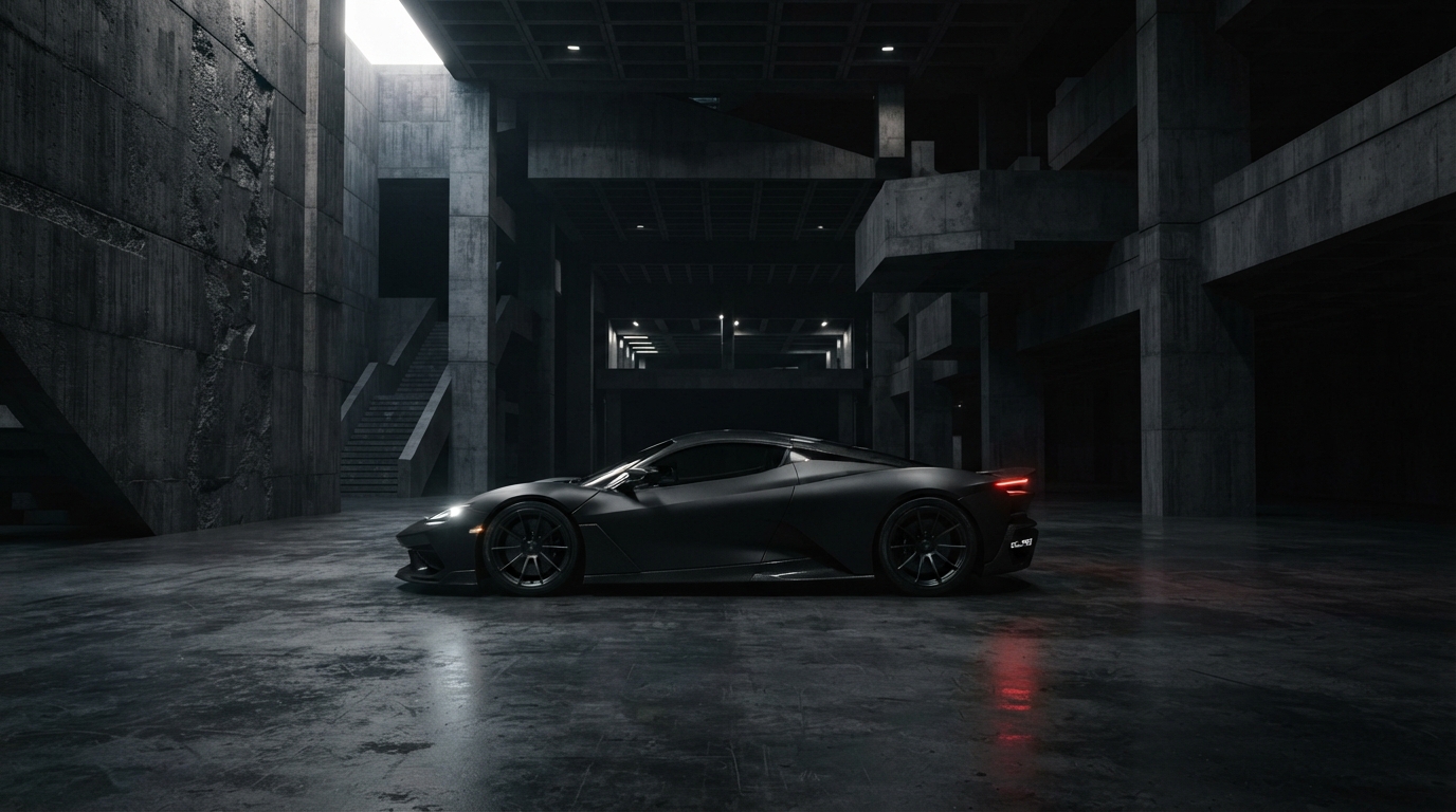 Eclipse Hypercar in concrete hall