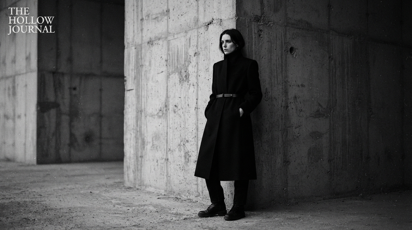 Figure in black coat